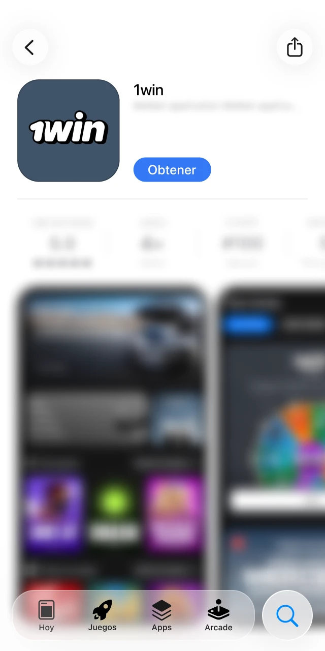 Abrí la App Store de Apple para acceder a la página oficial de la aplicación 1win.