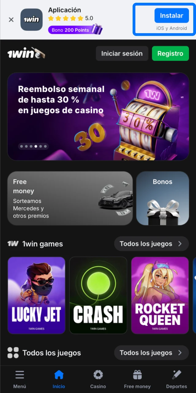 Presioná el botón de descarga para ser redirigido a la App Store y obtener la app 1win.
