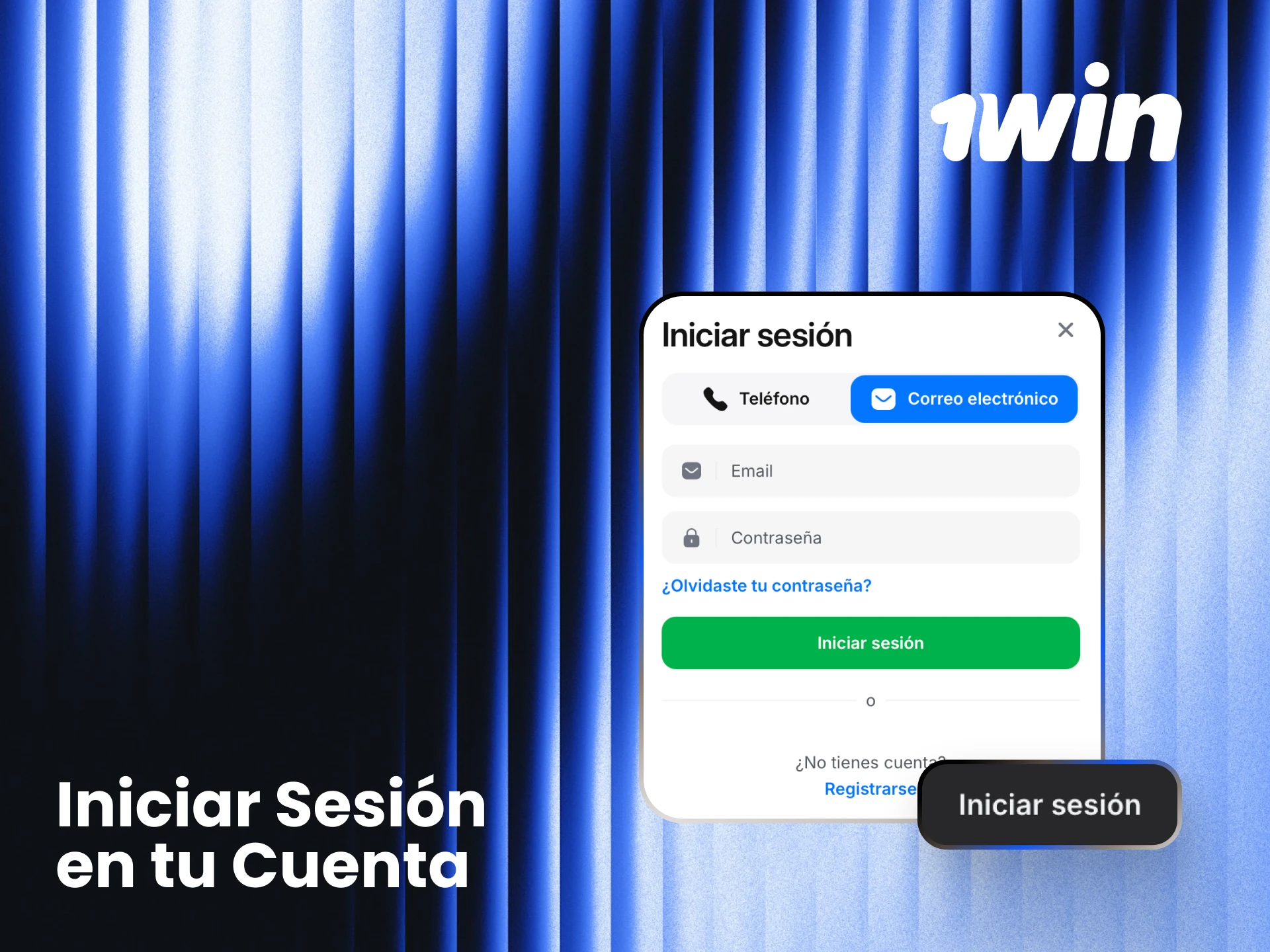 Pantalla de inicio de sesión en 1win con formulario de acceso y opción de verificación en dos pasos.