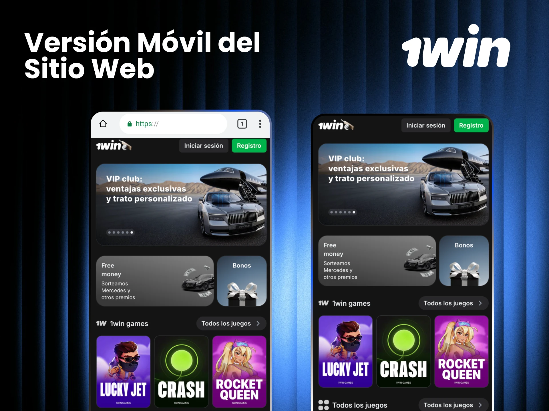 Versión móvil del sitio web de 1win accesible desde cualquier smartphone sin instalar software.
