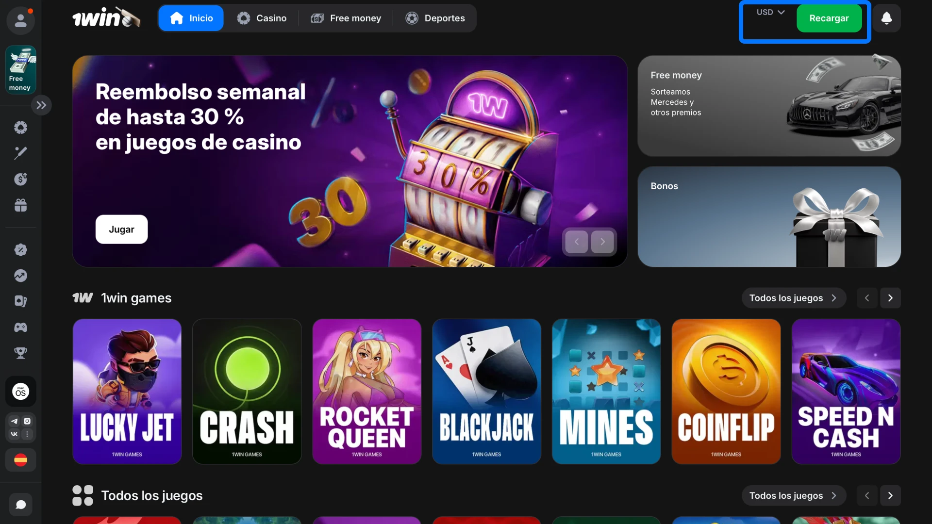 Depositá en la sección de caja de 1win con un método de pago disponible en Argentina.